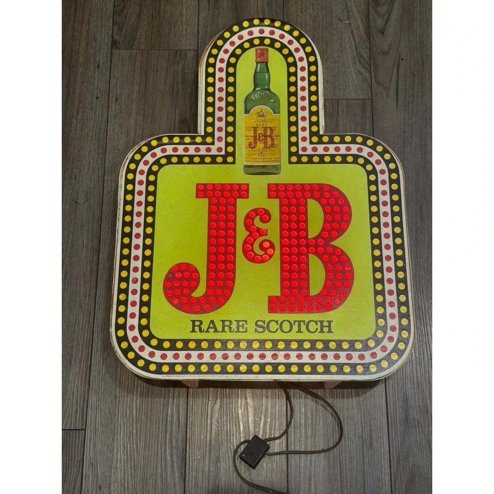 Vintage J&B Rare Scotch Whisky Light Up Sign Chasing Marquee Bar Light